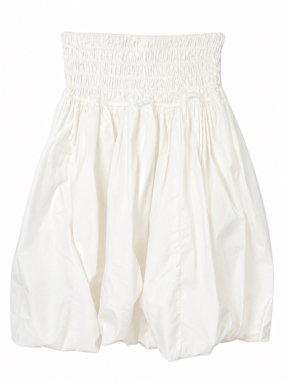 Astr the Label White Smocked Waist Mid Bubble Skirt.